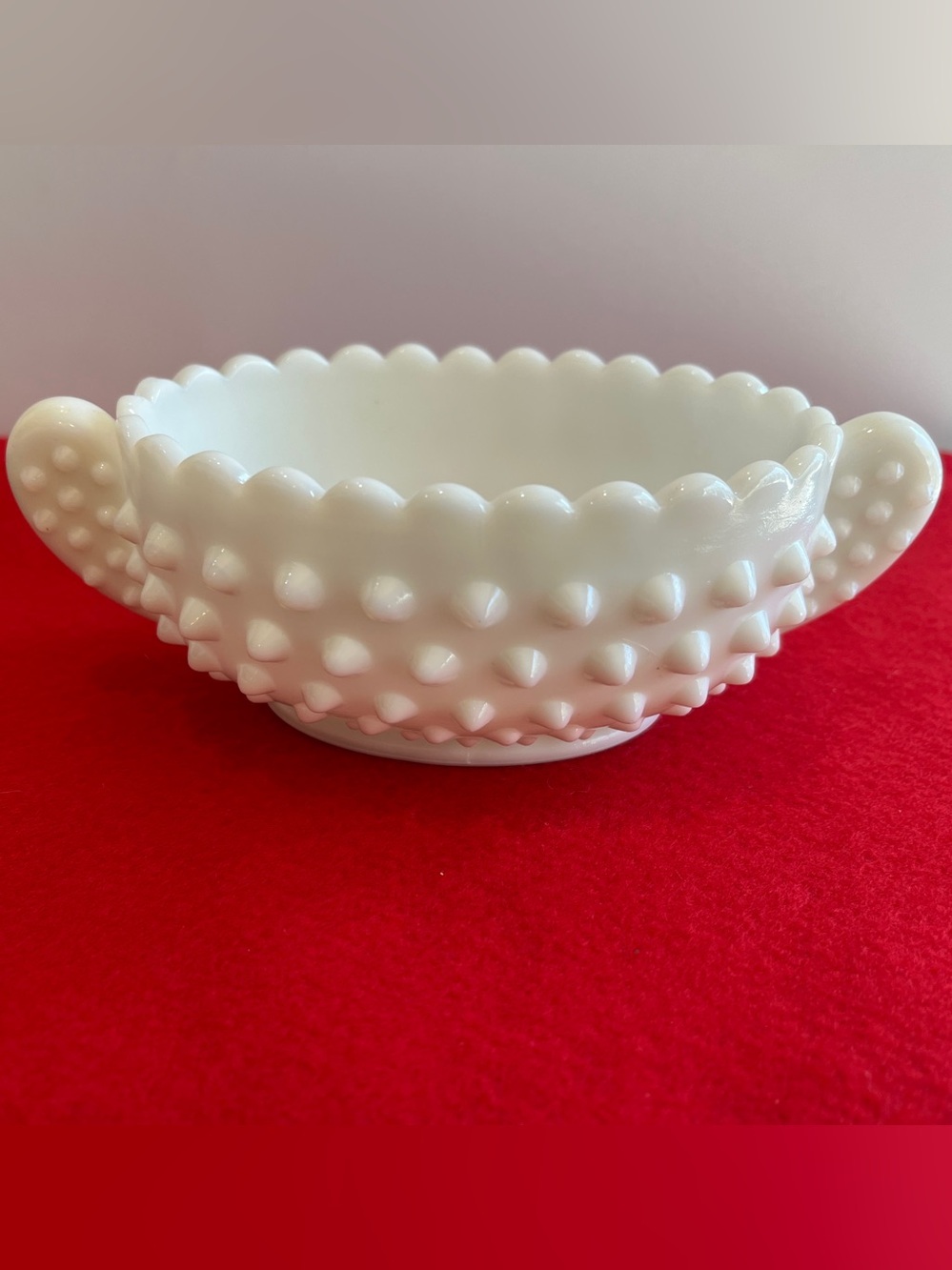 Fenton White Hobnail Glass Decorative Bowl